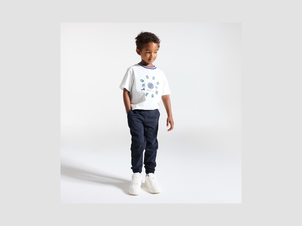Pantalón de jogging de muletón light liso azul marino niño 1