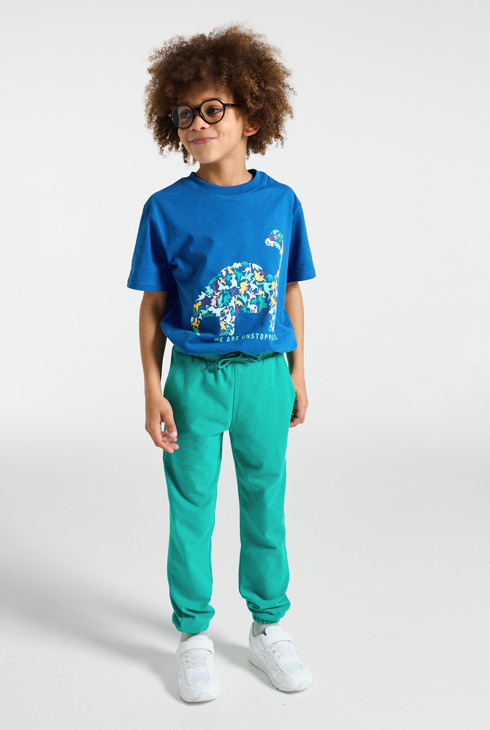 Jogginghose aus Molton leicht grün Jungen 1