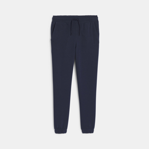 Effen marineblauwe joggingbroek van lichte joggingstof voor jongens 1