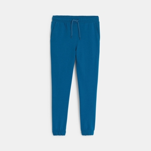 Effen blauwe joggingbroek van lichte joggingstof voor jongens 1