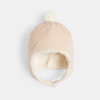 Bonnet péruvien velours doublé beige bébé fille