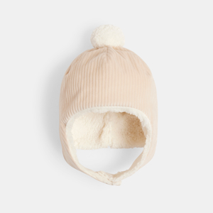 Bonnet péruvien velours doublé beige bébé fille 1