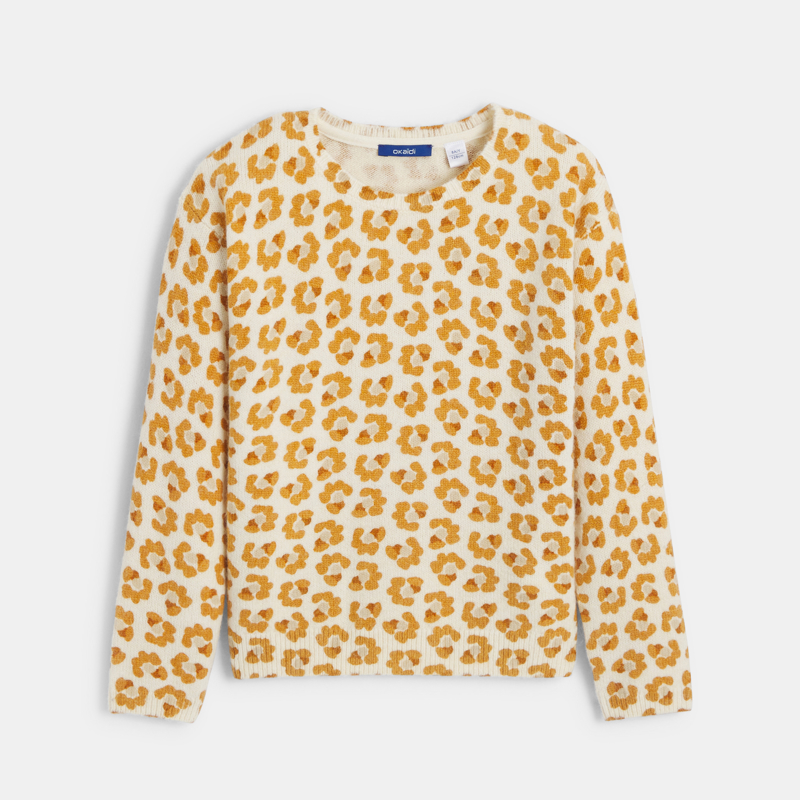 Pull en tricot imprimé léopard jaune Fille - 14A