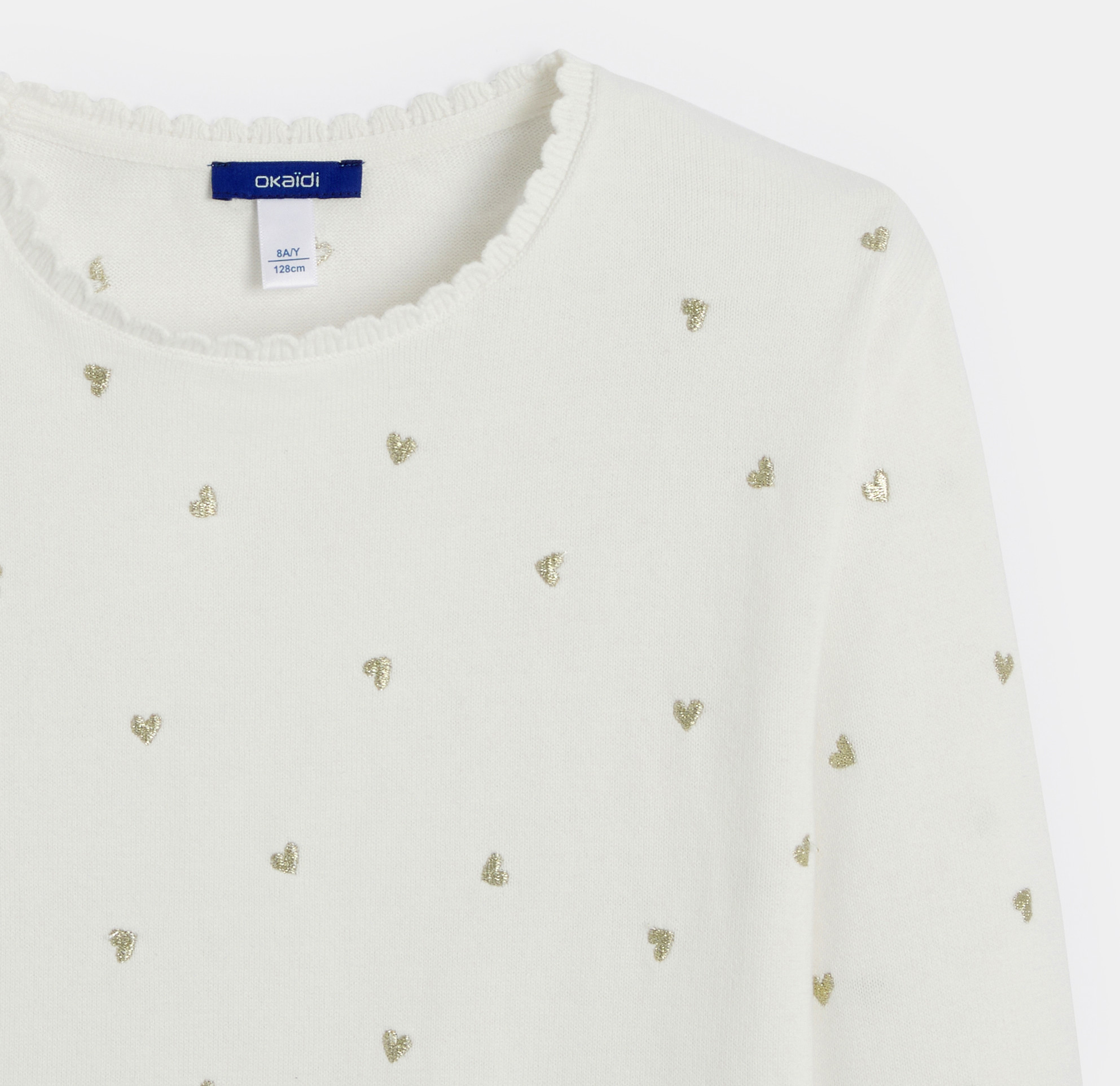 Girl's white little heart jumper 2