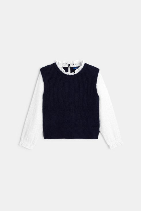 Girl's navy 2 in 1 effect jumper 2