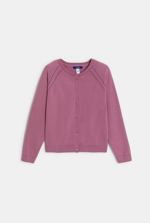 Cardigan fin fille rose