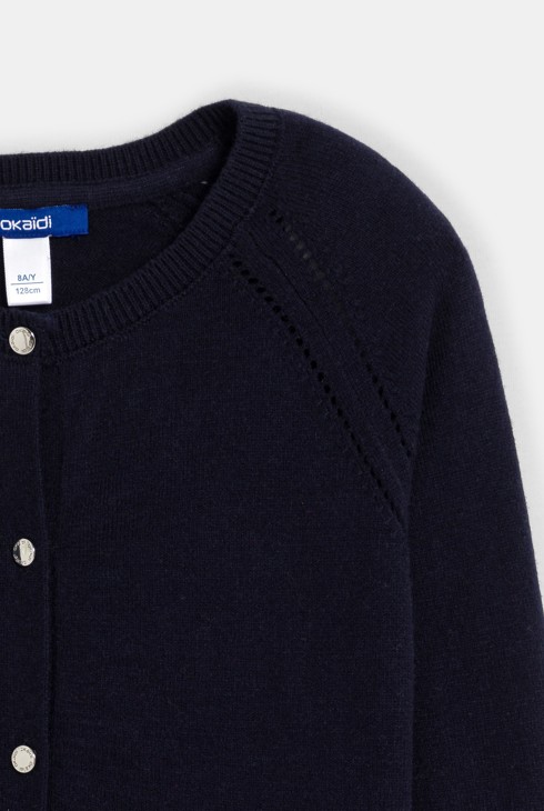 Cardigan fin bleu Fille 2
