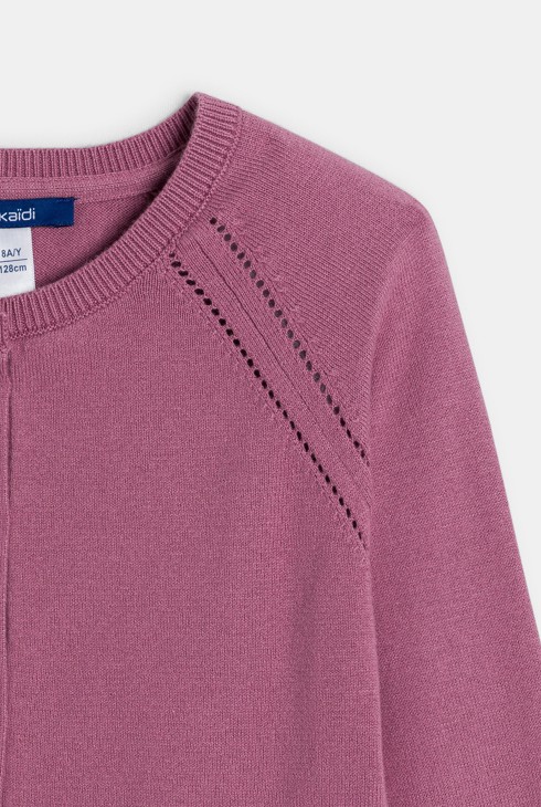 Cardigan fin fille rose 2