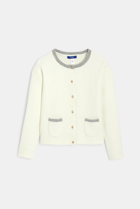 Gilet boutonné écru Fille 1