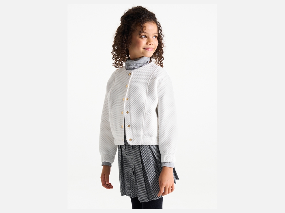 Gilet boutonné écru Fille 1