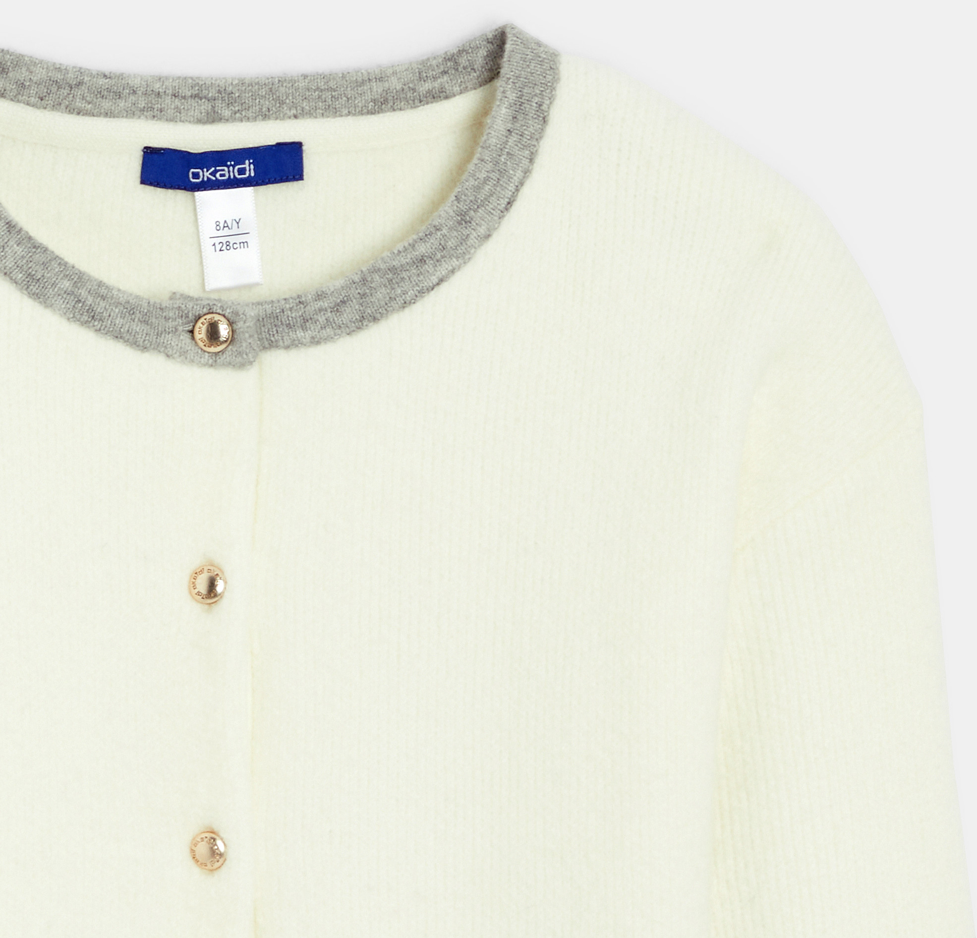 Girls ecru buttoned cardigan 2