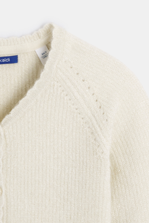 Girl's ecru sequin cardigan 2