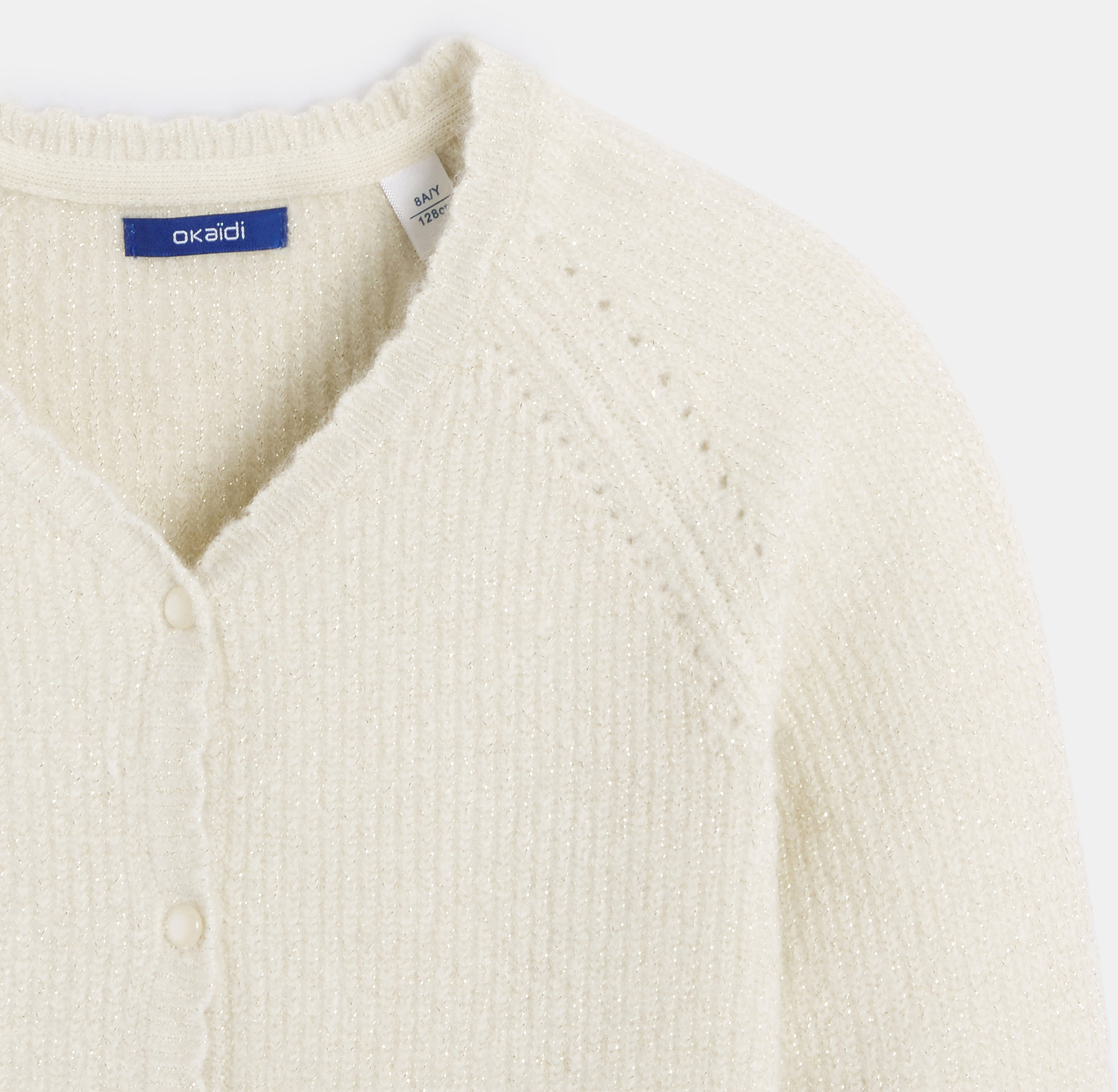 Girl's ecru sequin cardigan 2