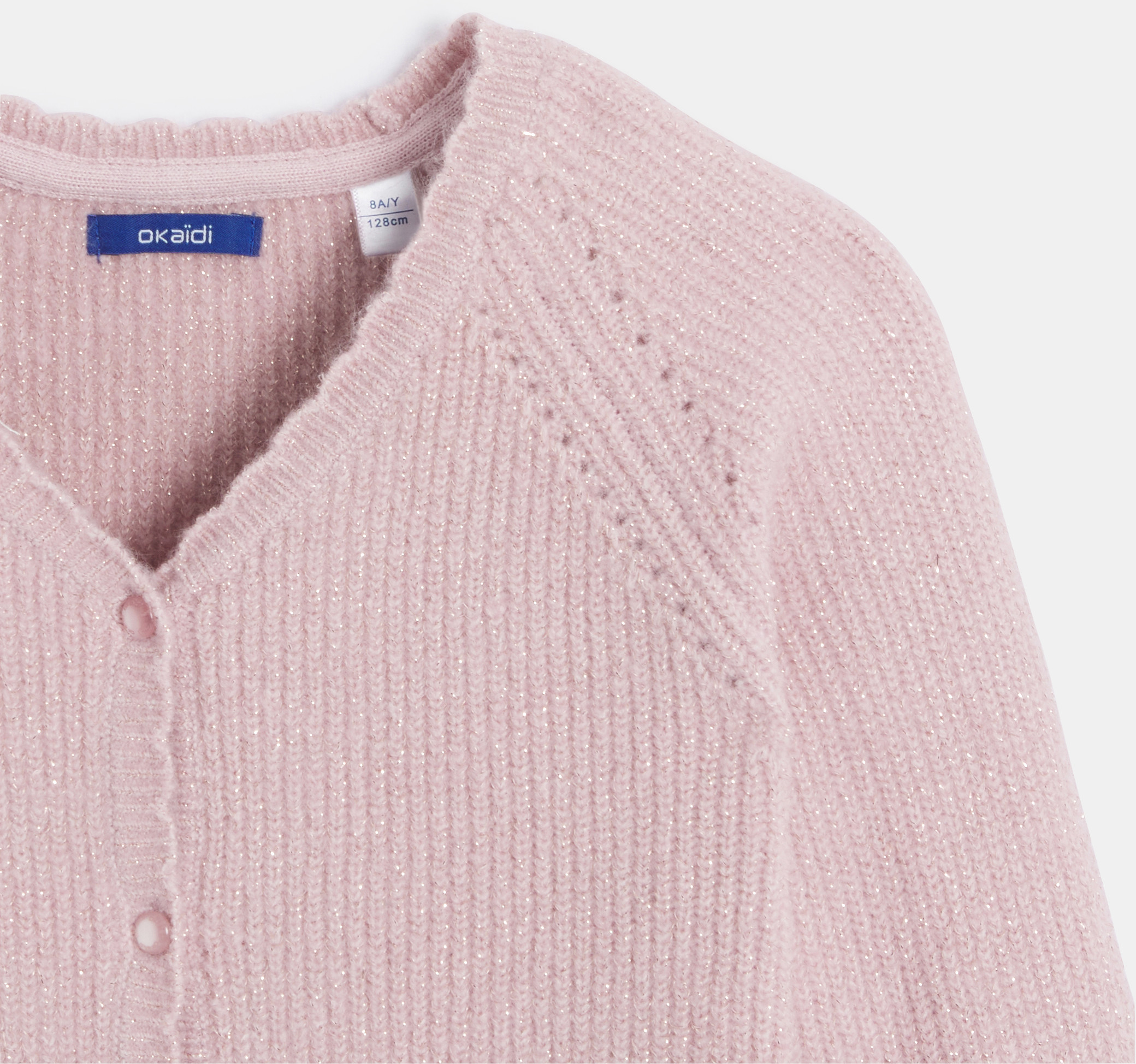 Girl's pastel pink sequin cardigan 2