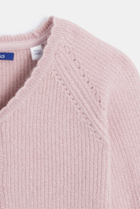 Gilet à paillettes rose pastel Fille 2