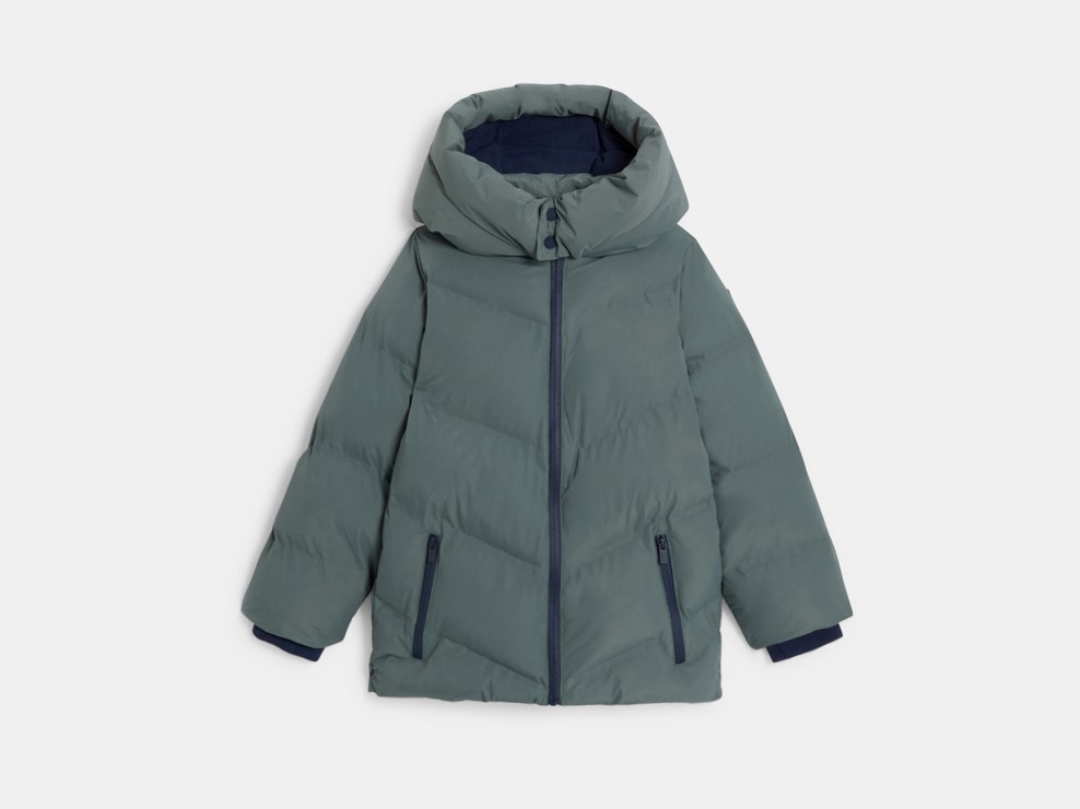 Piumino caldo con cappuccio verde bambino 1