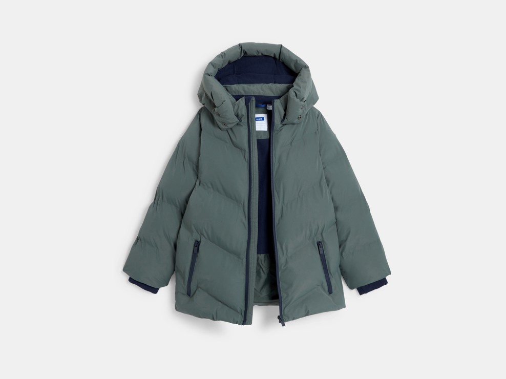 Piumino caldo con cappuccio verde bambino 2