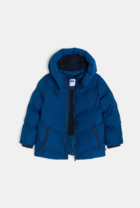 Dugačka plava pernata jakna s kapuljačom za dječake 2