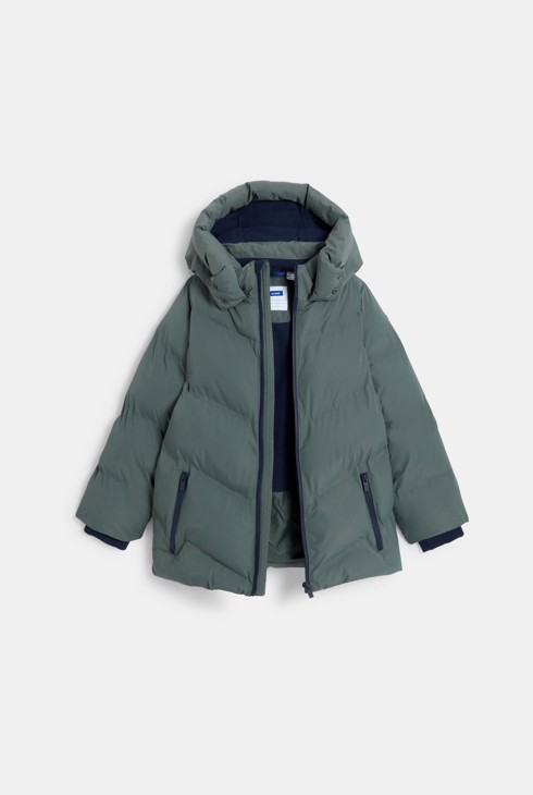 Boy's black hooded down jacket 2