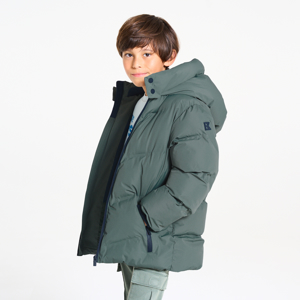 Boy's black hooded down jacket 1