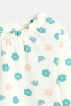 Blusa cuello elástico de flores blanca bebé niña 3
