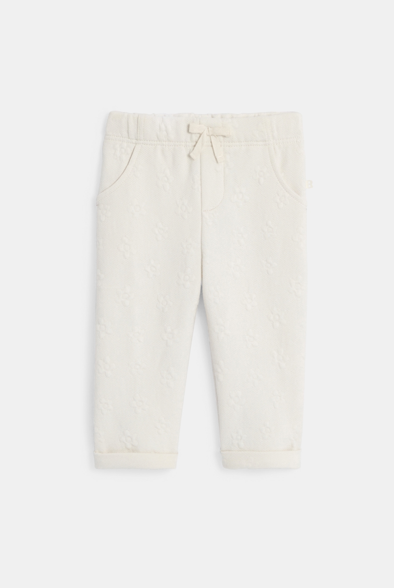 Pantalon molleton effet piqué blanc bébé fille 1