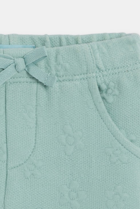 Pantalon molleton effet piqué vert bébé fille 2