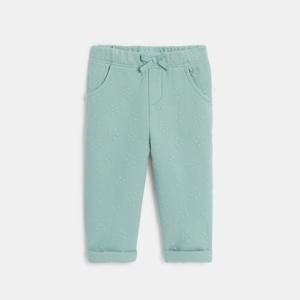 Groene broek van joggingstof met reliëfeffect voor babymeisjes 1