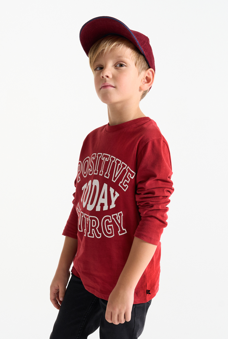 T-shirt à message rouge Garçon 1