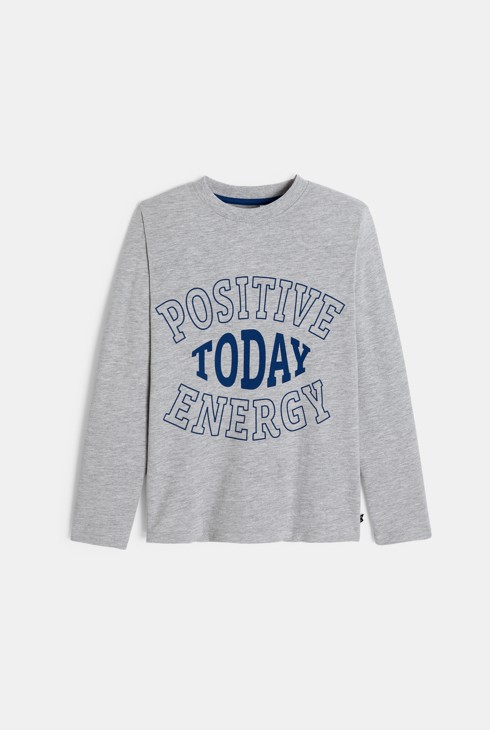 Boy's grey slogan T-shirt 1