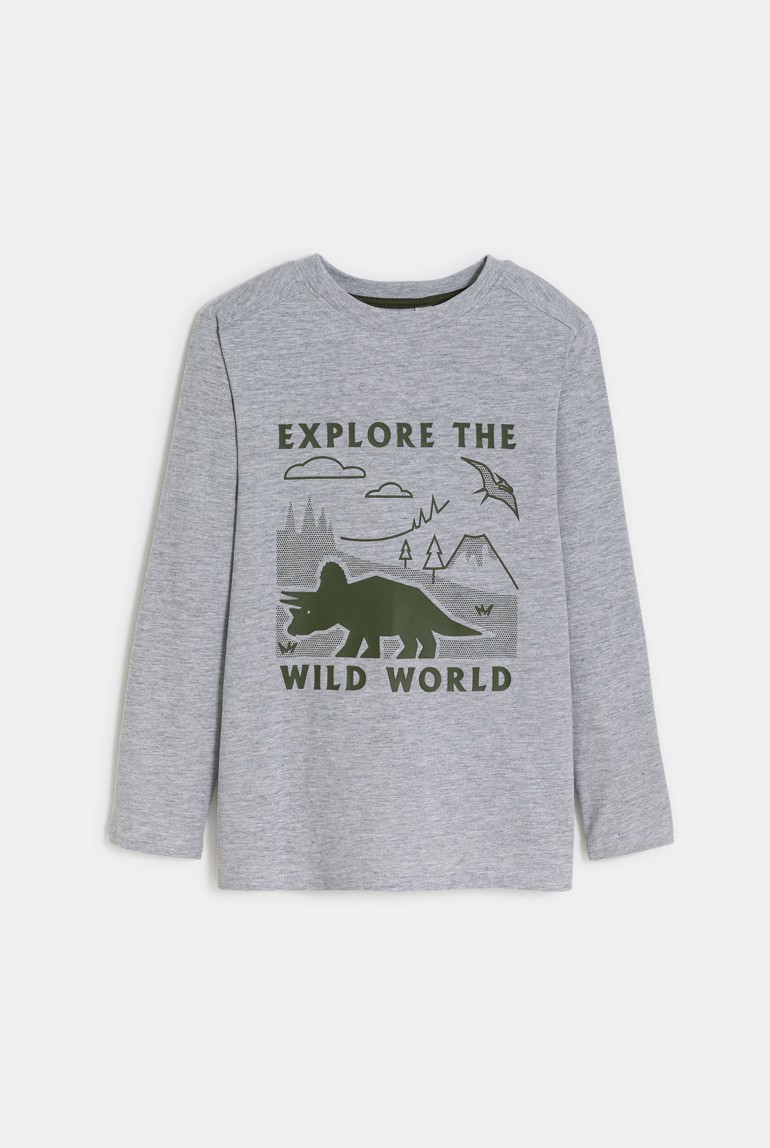 Boy's grey dinosaur motif T-shirt Okaïdi & Obaïbi