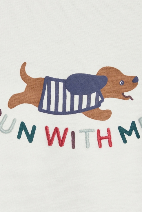 T-shirt chien brodé blanc bébé garçon 2