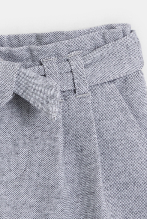 Short à plis coton piqué gris bébé fille