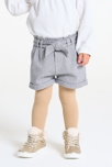 Short à plis coton piqué gris bébé fille 4