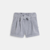 Short à plis coton piqué gris bébé fille