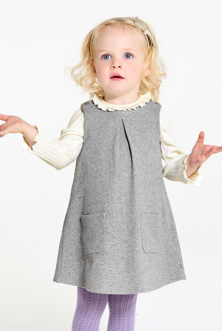 Robe chasuble et tee-shirt côtelé gris bébé fille 1