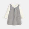 Robe chasuble et tee-shirt côtelé gris bébé fille