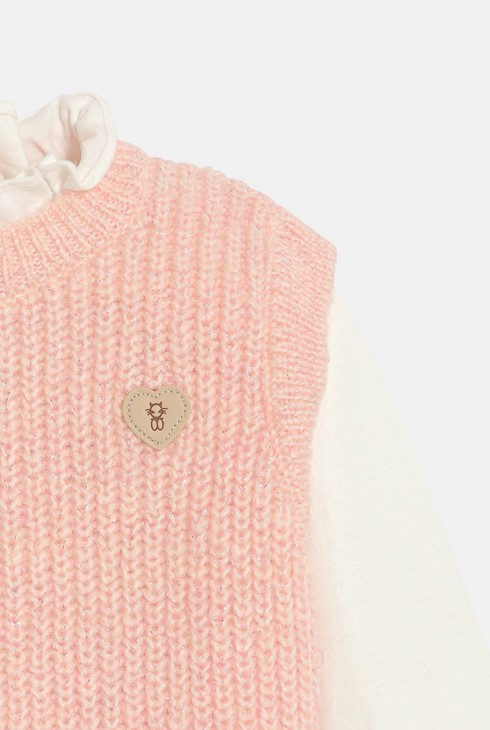 Różowy sweter z dzianiny 2 w 1 niemowlę dziewczynka 2