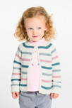 Gilet en maille tricot rayée blanc bébé fille 1