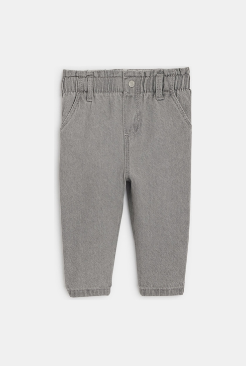 Pantalon souple taille haute gris bébé fille
