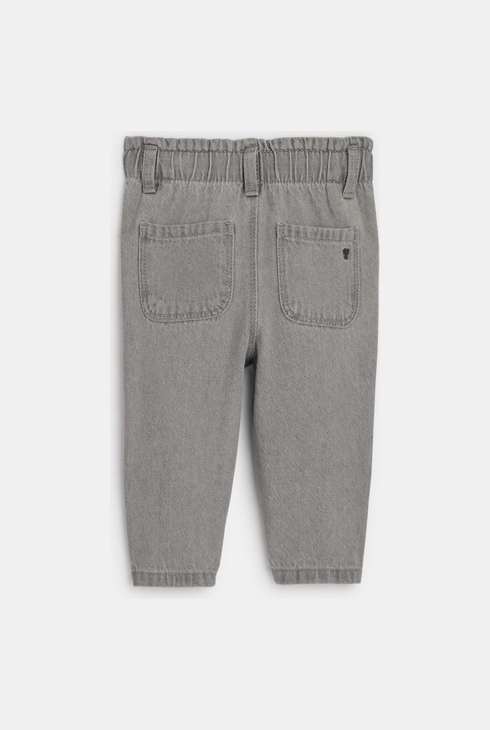 Pantalon souple taille haute gris bébé fille