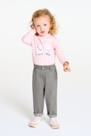 Pantalon souple taille haute gris bébé fille 1
