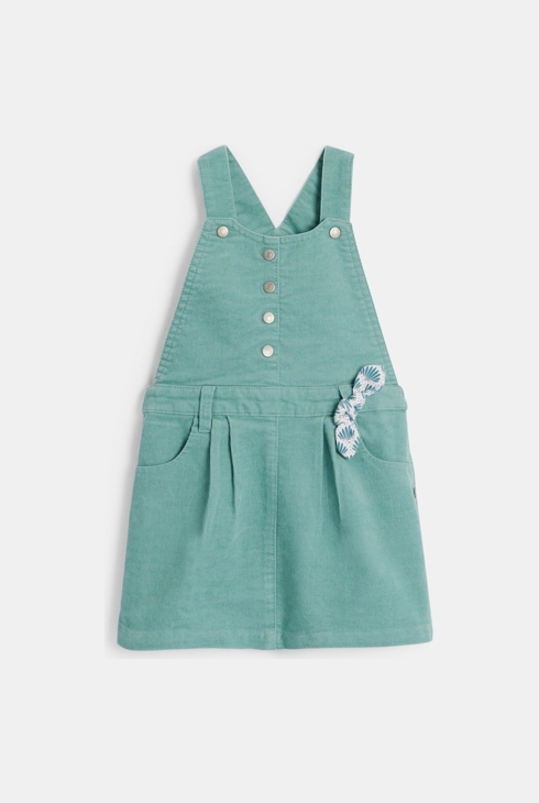 Robe salopette velours et t-shirt bleu bébé fille 2