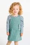 Robe salopette velours et t-shirt bleu bébé fille 1