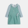 Robe salopette velours et t-shirt bleu bébé fille