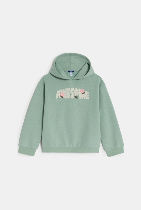 Girl's pastel green slogan sweatshirt 1