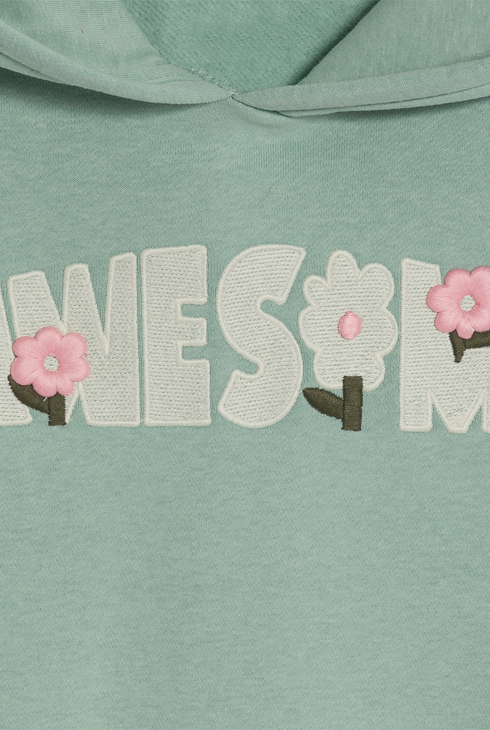 Pastellgrünes Sweatshirt mit Schriftzug für Mädchen 2