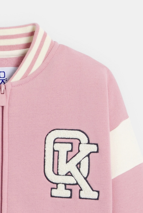 Rosa Collegepullover aus Molton Mädchen 2