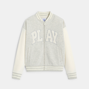 Boy's grey fleece baseball jacket 1