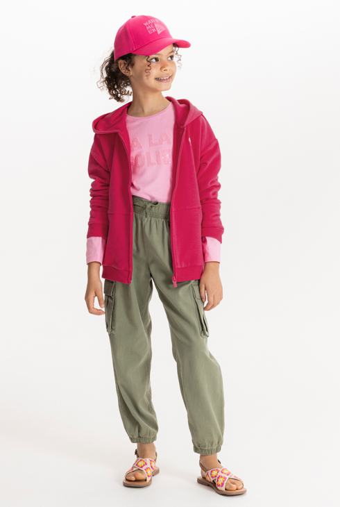 Sudadera con capucha rosa para niña 1